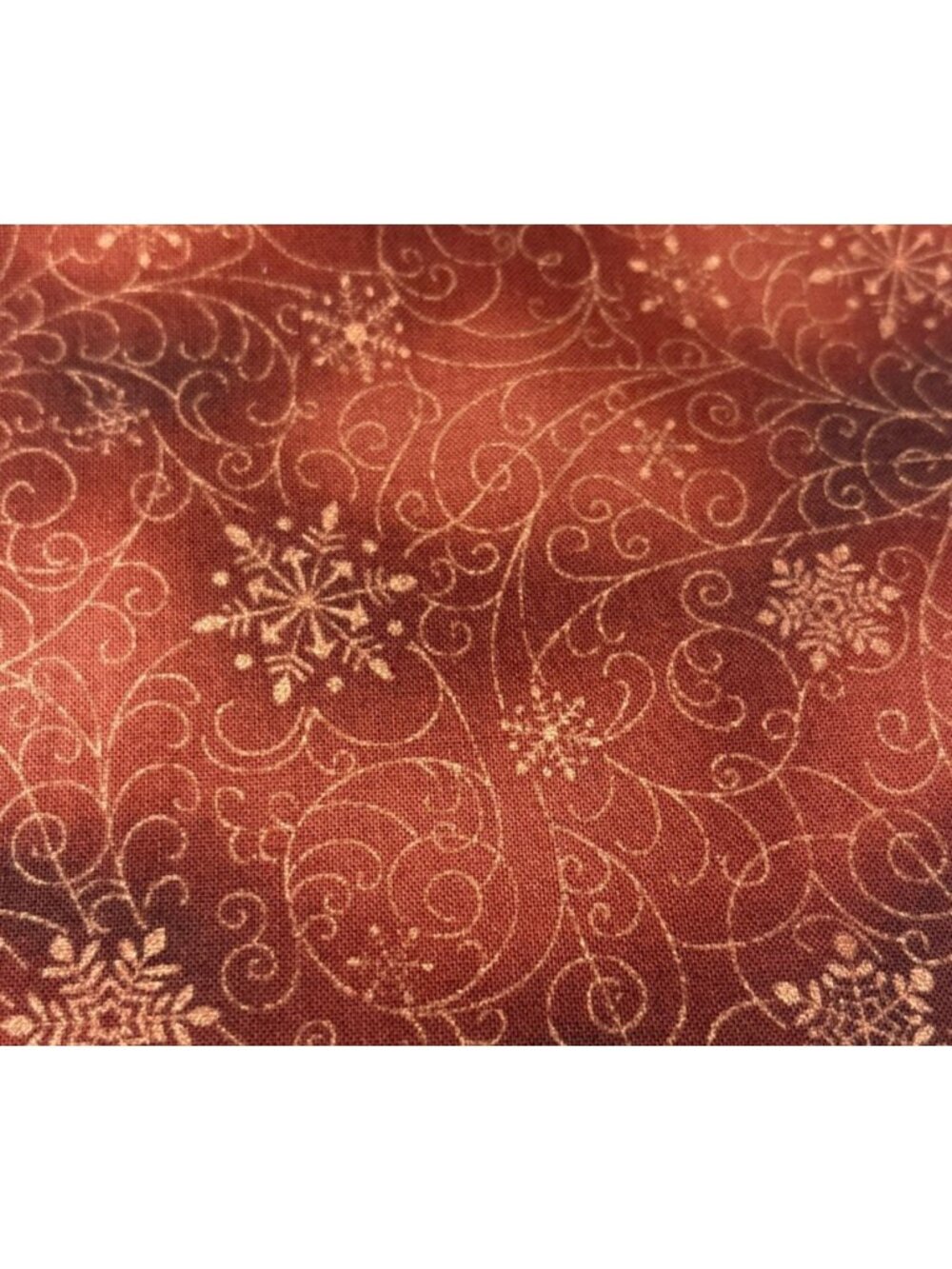 Copper Snowflake Cotton Fabric 13x18" Intricate Winter Swirl Pattern USA Made - Picture 4 of 14